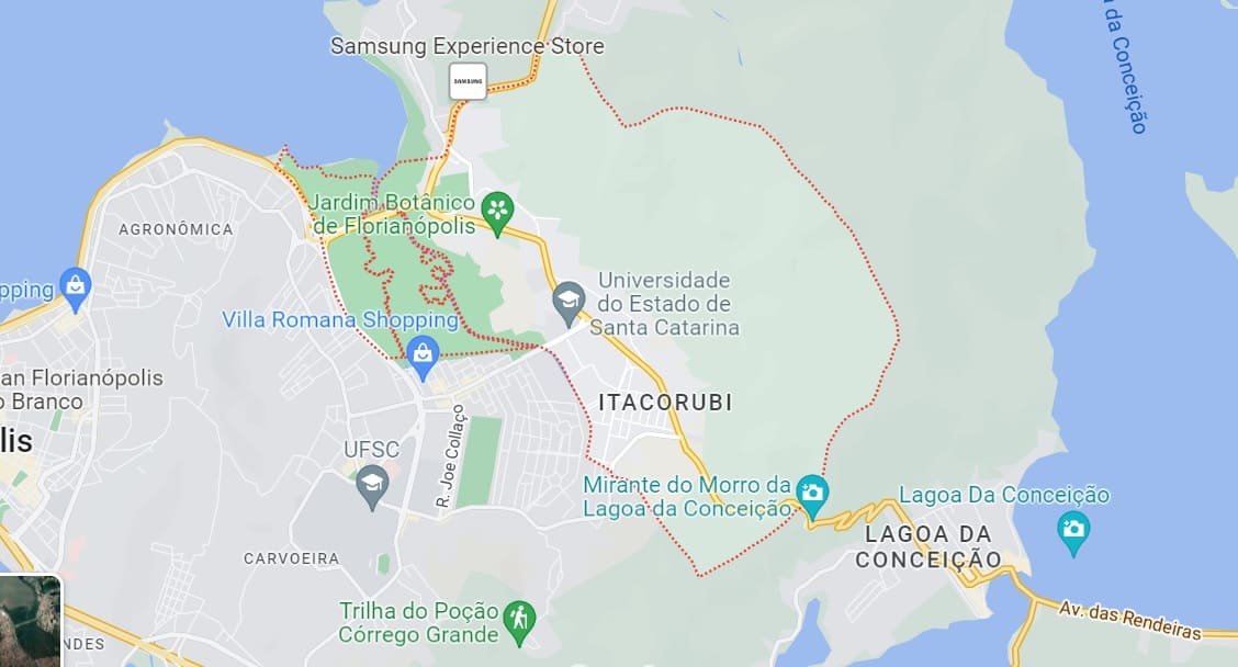 Mapa Bairro Itacorubi em Florianópoli